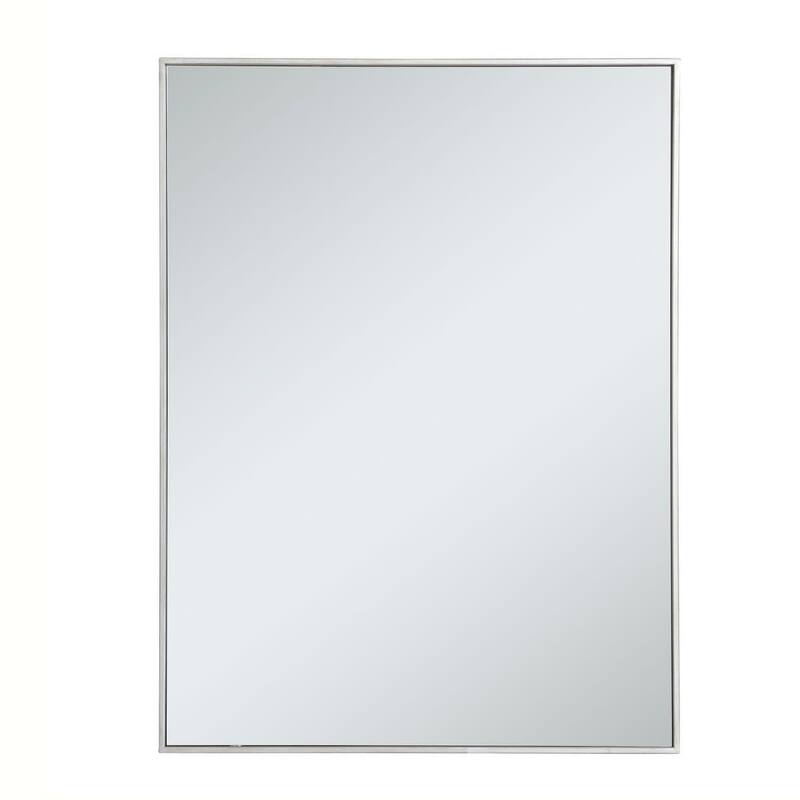 Elegant Lighting Eternity 30" x 40" Rectangular Beveled Metal Framed - Silver
