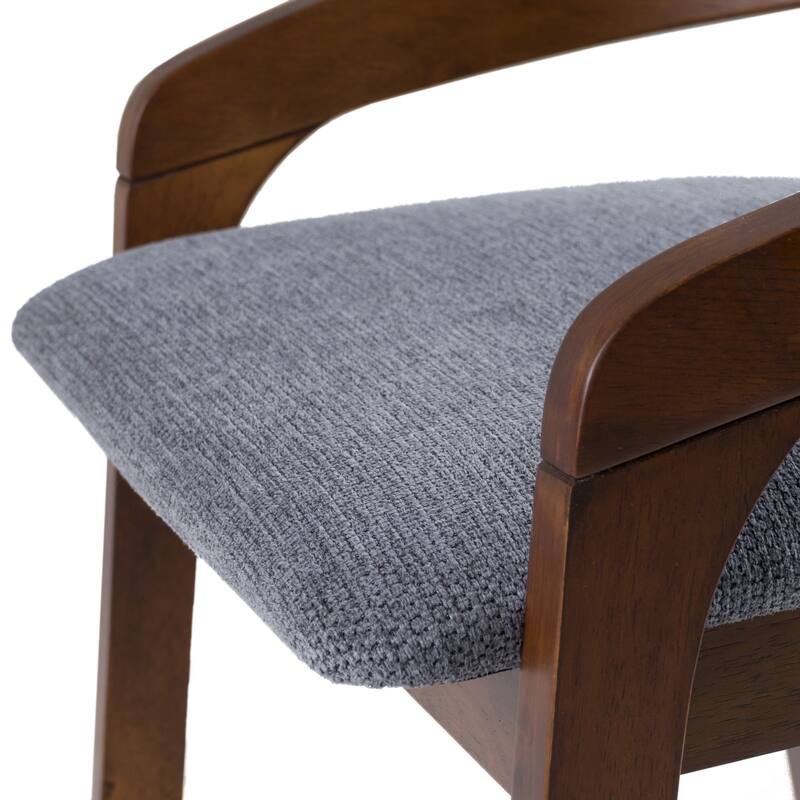 Modrest Vougler Modern Grey Fabric & Walnut Counter Chair (Set of 2)