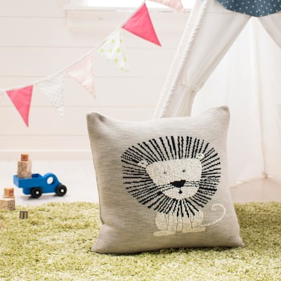 SAFAVIEH Baby Collection Dandy Lion Pillow - Grey / Black - 20 " x 20"