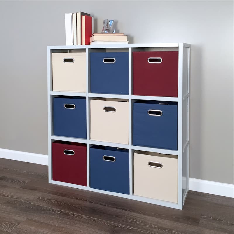 John Louis Home Solid Wood 9 Cube Storage Organizer Grey