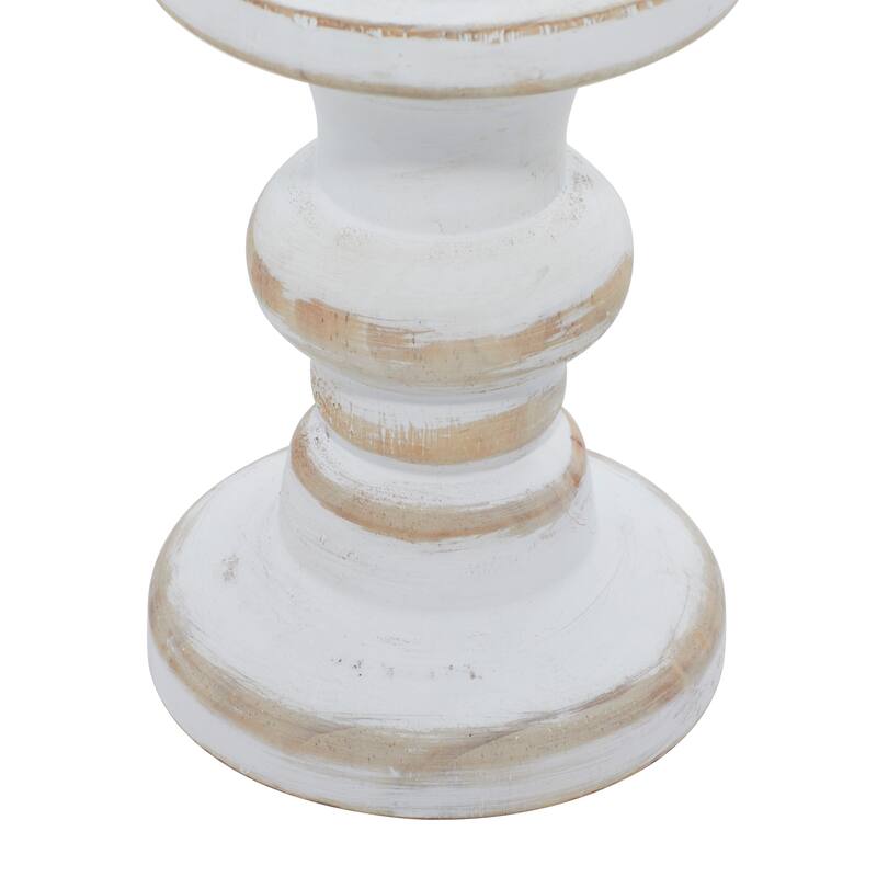 White Wood Candle Holder (Set of 3) - 4 x 4 x 8