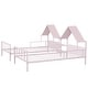 preview thumbnail 13 of 13, Industrial Concise Design Double Twin Size Platform Bed with Built-in Nightstand,Sturdy Metal Bed with House-shaped Headboard