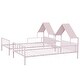 preview thumbnail 13 of 13, Pink Twin Size Metal Double Platform Bed with House-shaped Headboard and a Built-in Nightstand