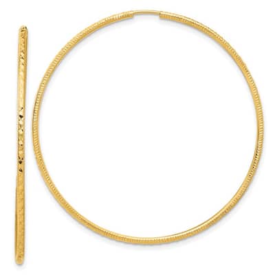 Curata 14k Yellow Gold Sparkle Cut Endless Hoop Earrings - 49x1.5mm