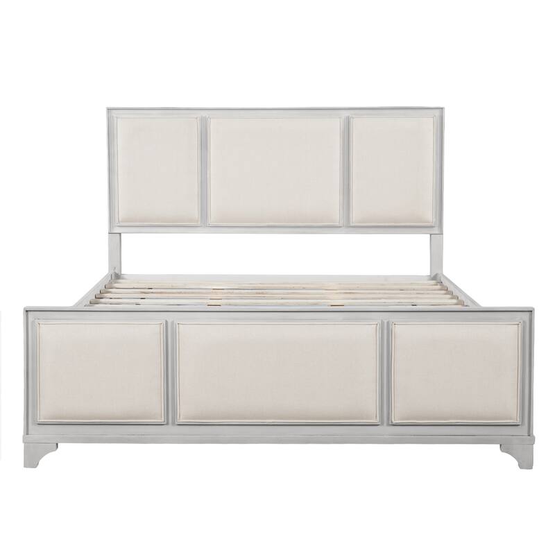 Christopher Knight Home - Hendrix Modern Farmhouse Upholstered Wood Platform Bed with Panel Headboard and Footboard