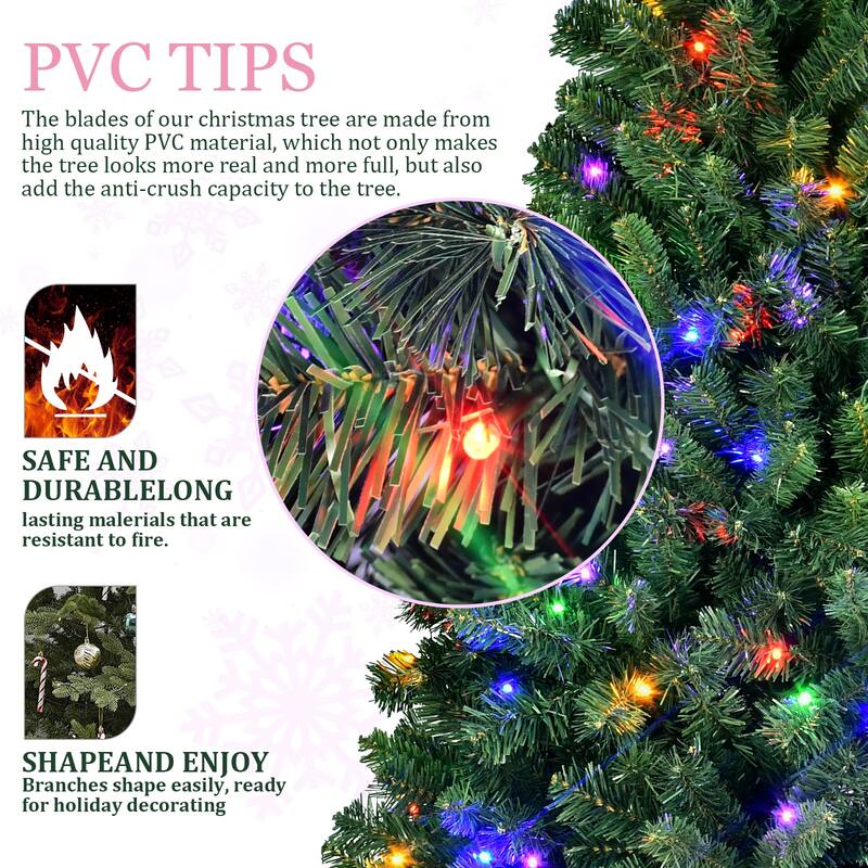 7ft Pvc Christmas Tree With 380 Wifi Music Sync Led Lights-App Control,1339 Tips,Hinged Branches, Dual-Color Effects