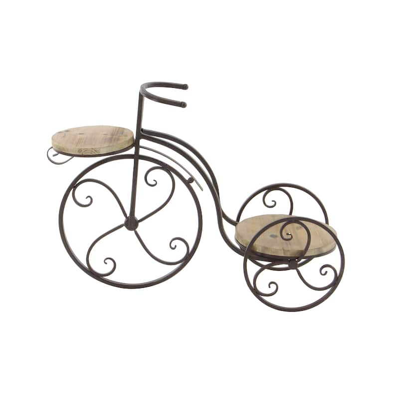 Brown Metal Indoor Outdoor 2 Tier Bike Indoor Outdoor Plantstand - 25 x 10 x 19
