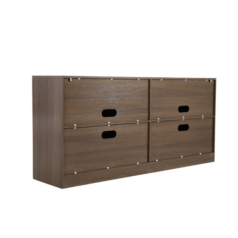 Mid-Century Modern Large 4-Door Cabinet Storage Sideboard