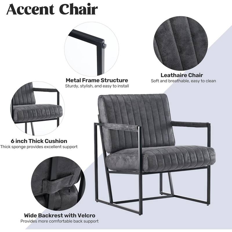 Upholstered Accent Chair with Wide Large Backrest and Thick Cushion, Reading Chair for Living Room
