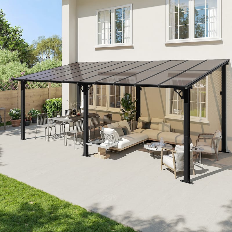 Outdoor Wall Mounted Gazebos, Lean to Gazebo with Sloped Roof