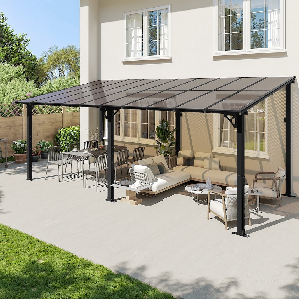 Outdoor Wall Mounted Gazebos, Lean to Gazebo with Sloped Roof