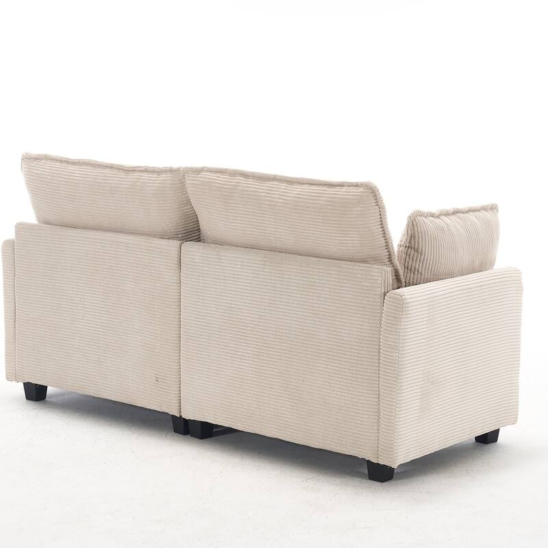 69" Velvet Modular 2-Seater Sofa with Double Cushions & Armrest Bags