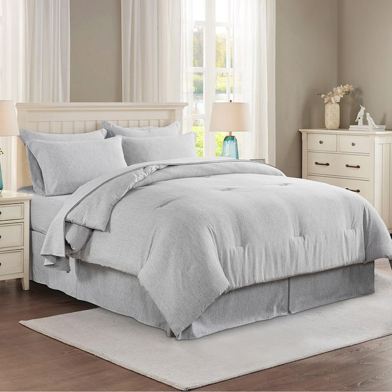 Ultra-Soft 8 Piece Comforter Set For All Season - Dark Grey - Queen