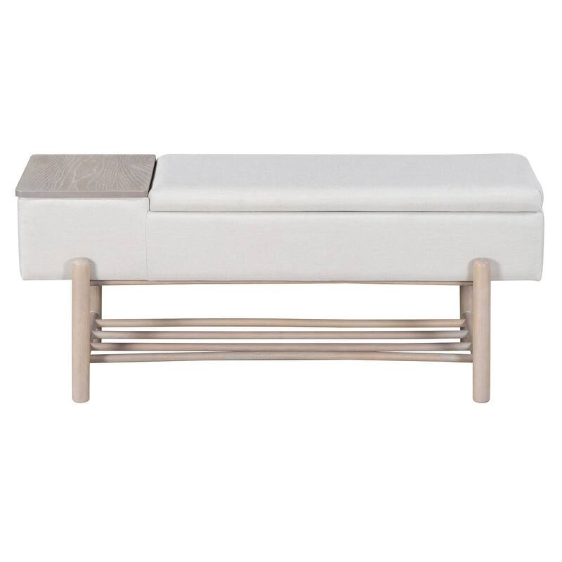 Modern 47.2" Upholstered Storage Bench with Hidden Compartment for Entryway and Living Room
