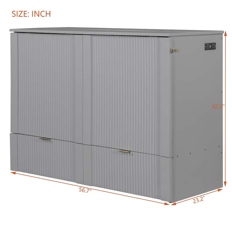 Murphy Bed with Drawer, Sockets and USB Ports, Pulley Structure Design
