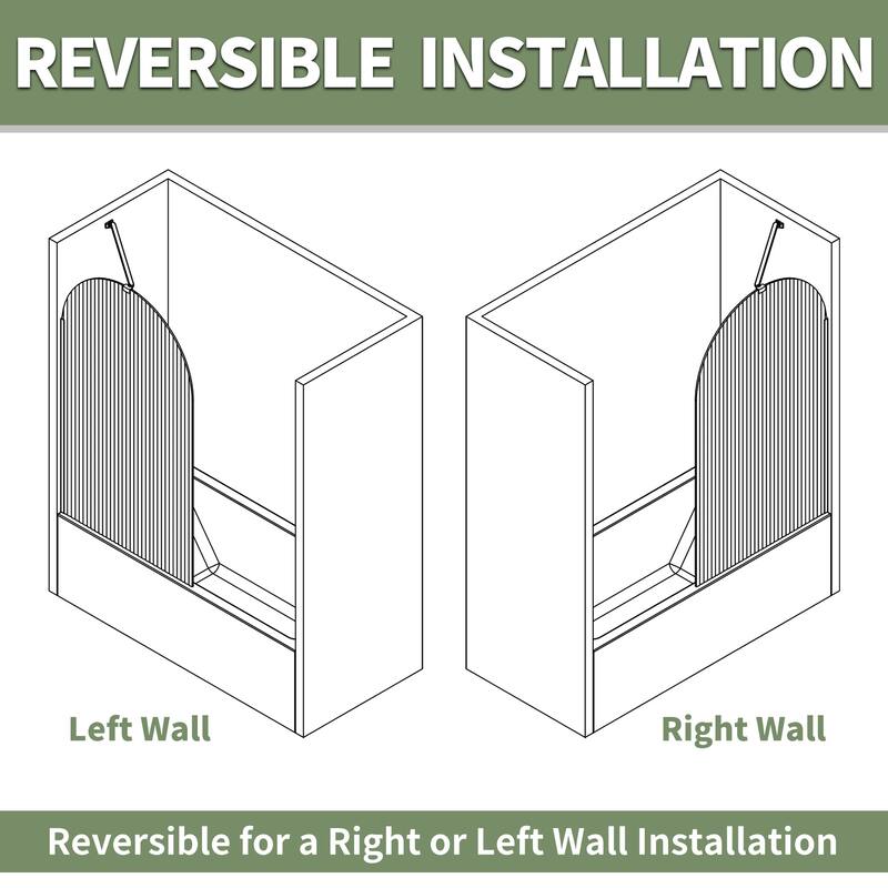 33 in. W x 58 in. H Fixed Tub Door with Tempered Glass - 33" x 58"