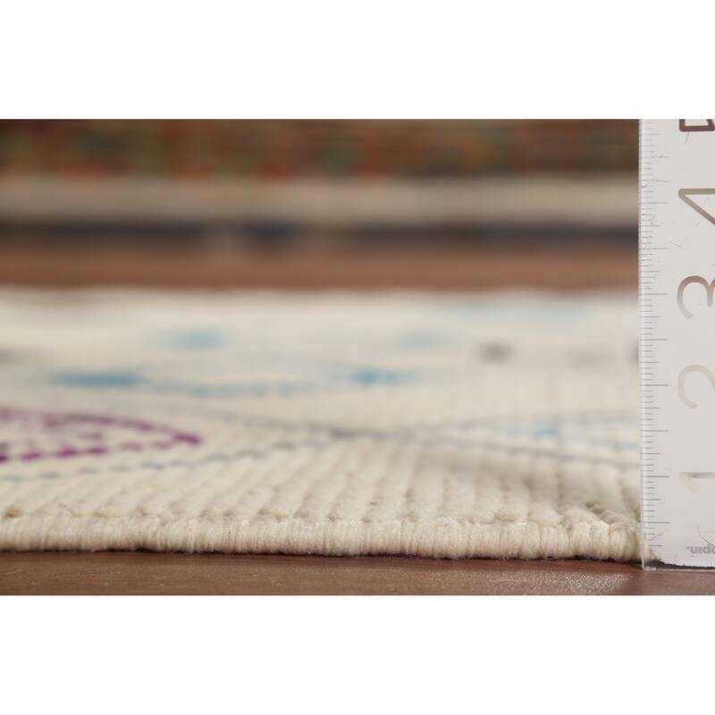 Striped Ivory Moroccan Oriental Area Rug Handmade Wool Carpet - 3'10"x 6'11"