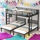 preview thumbnail 14 of 24, Full Over Twin&Twin Size 3 In 1 Bunk Bed With Built-in Shelf for Home Black
