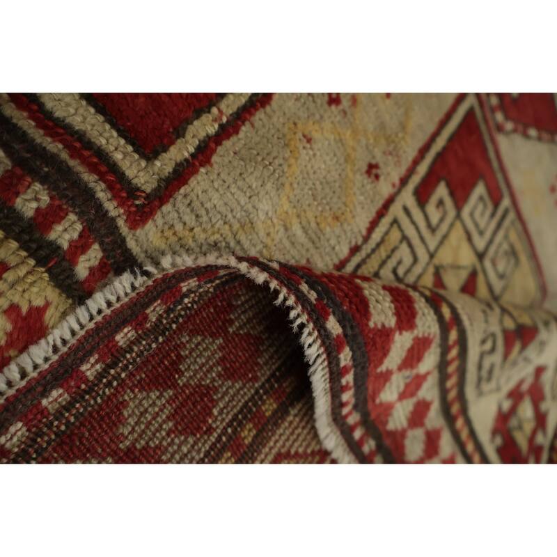 Hand Knotted Oriental 100% Wool Carpet Traditional Tribal Beige & Ivories Kazak Area Rug - 7' 11'' X 4' 11''