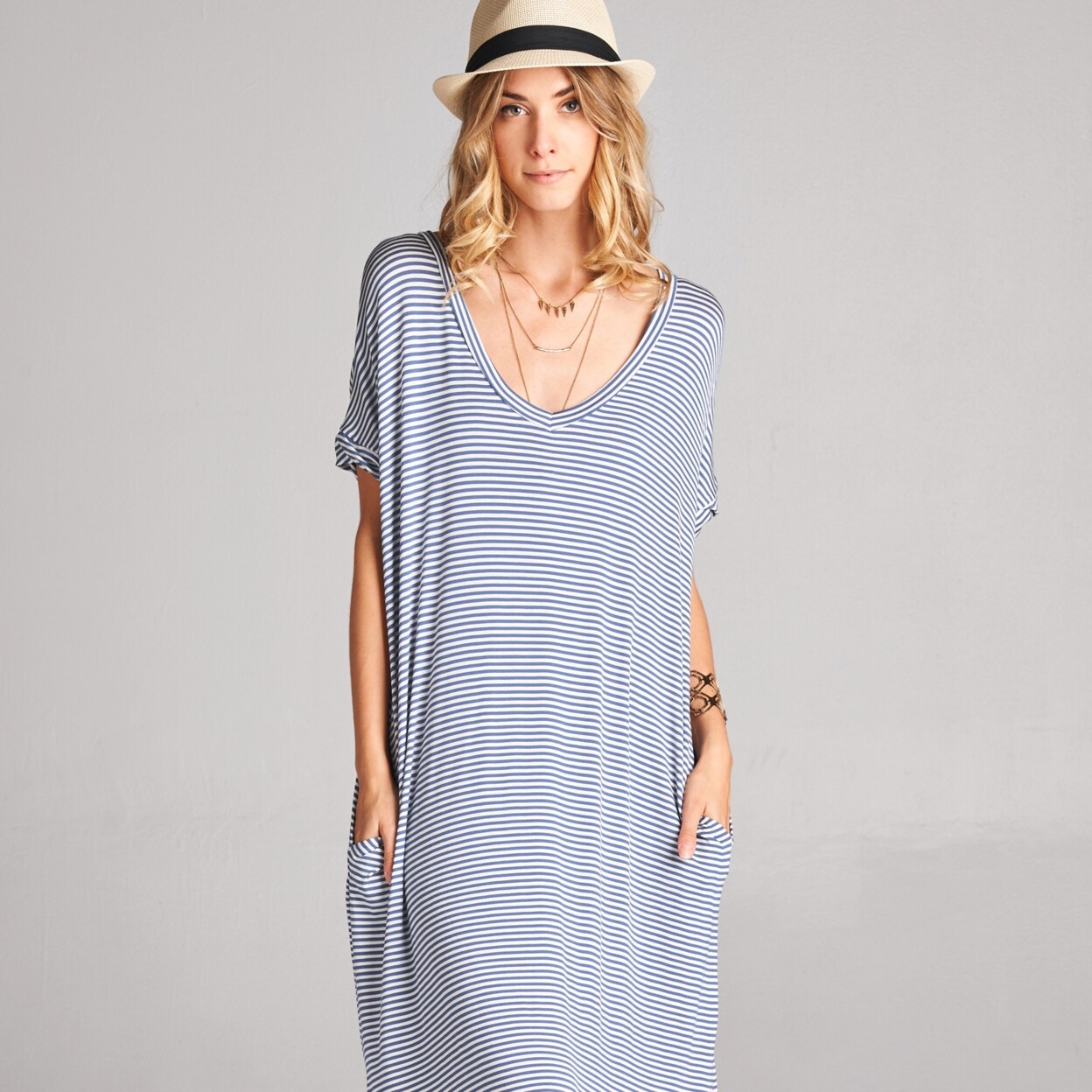 pinstripe maxi dress