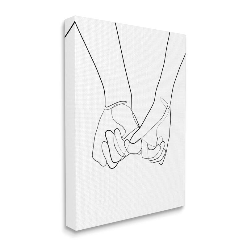 Stupell Fluid Line Abstract Couple Holding Hands Black White Canvas Wall Art - 24 x 30