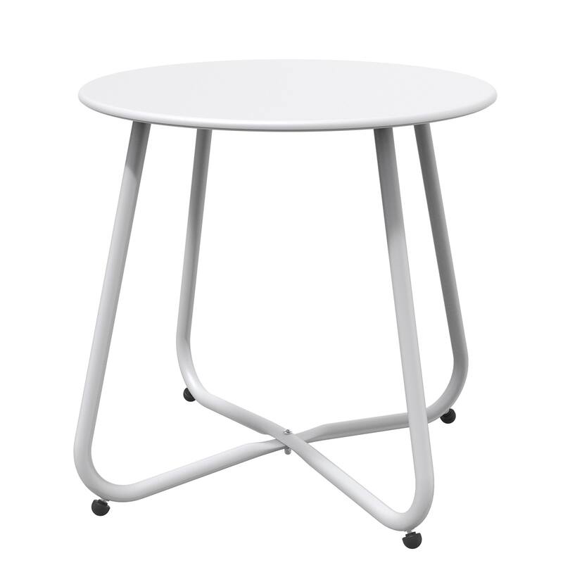 Outdoor Side Table, 18'' Small Round Side Table with Adjustable Fee