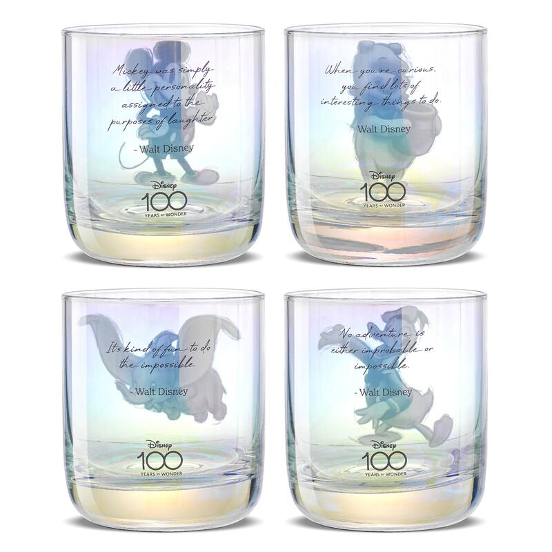 Disney100 Limited Edition Walt Disney Quotes Drinking Glass Set - 10 oz - Set of 4 - 10 oz
