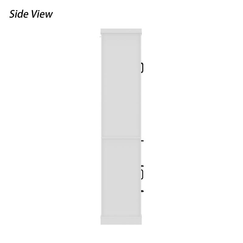 Modern Bathroom Cabinet Freestanding Storage Cabinet with Glass Doors & 3 Drawers