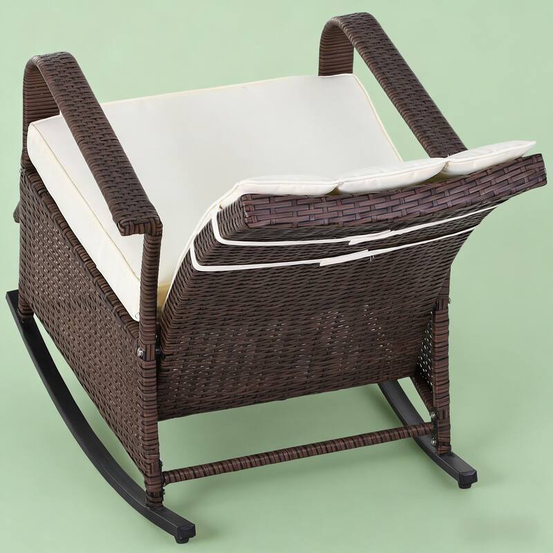 GDFStudio - Oliver Outdoor Rocking Rattan Recliner Designed for Deep Relaxation