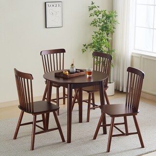Modern 5-Piece Round Wood Dining Table with 4 Chairs - Bed Bath ...
