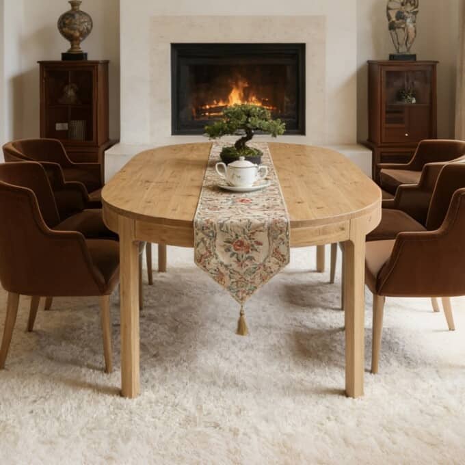 55.11" Solid Wood Dining Room Table, Rustic Oval Kitchen Table for 4-6