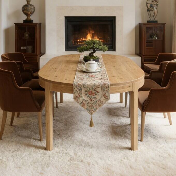 55.11" Solid Wood Oval Dining Table, Rustic Kitchen Table for 4-6