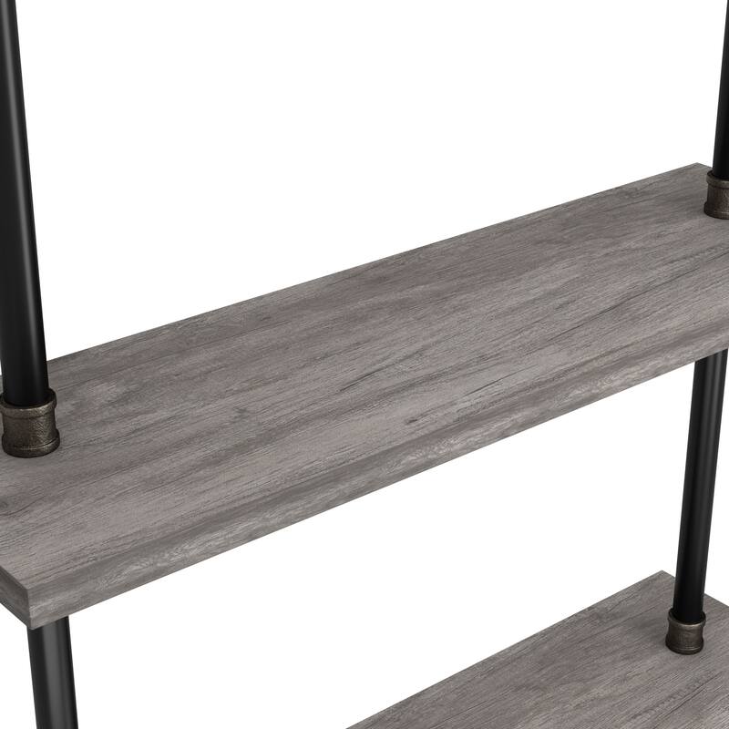DH BASIC Industrial Vintage Grey 32-Inch Metal 2-Tier Wall Shelf by Denhour
