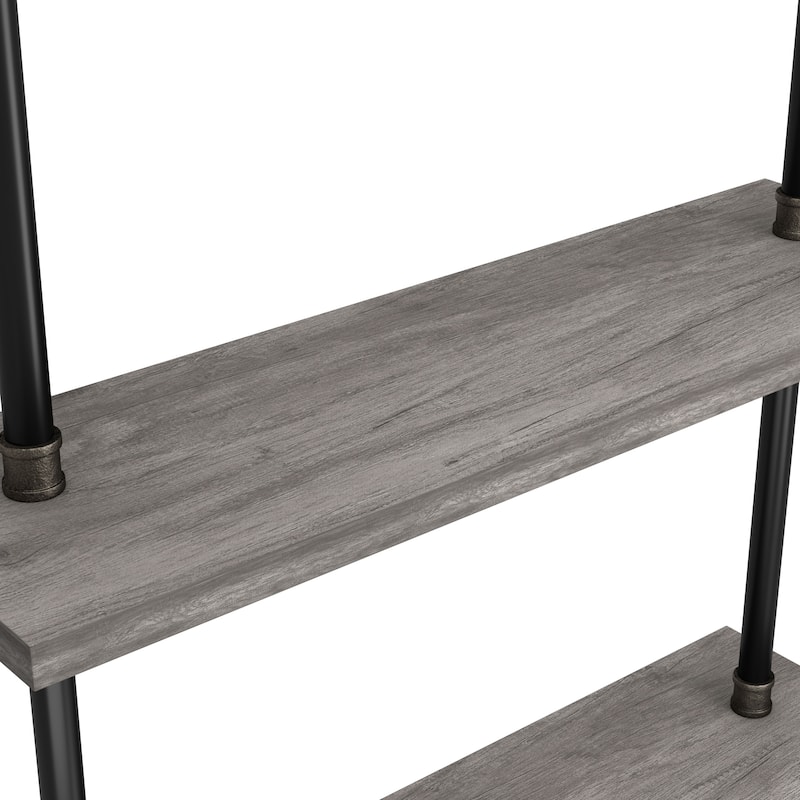DH BASIC Industrial Vintage Grey 32-Inch Metal 2-Tier Wall Shelf by Denhour