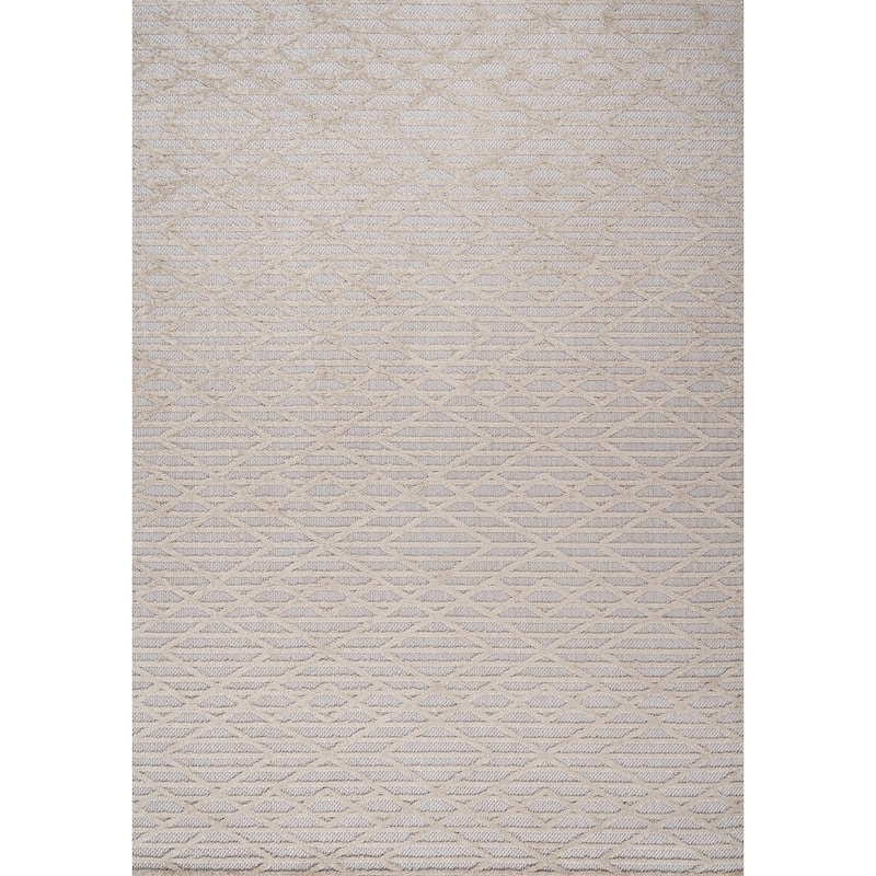 JONATHAN Y Jazz High-Low Pile Moroccan Diamond Modern Indoor/Outdoor Area Rug - 8 X 10 - Beige
