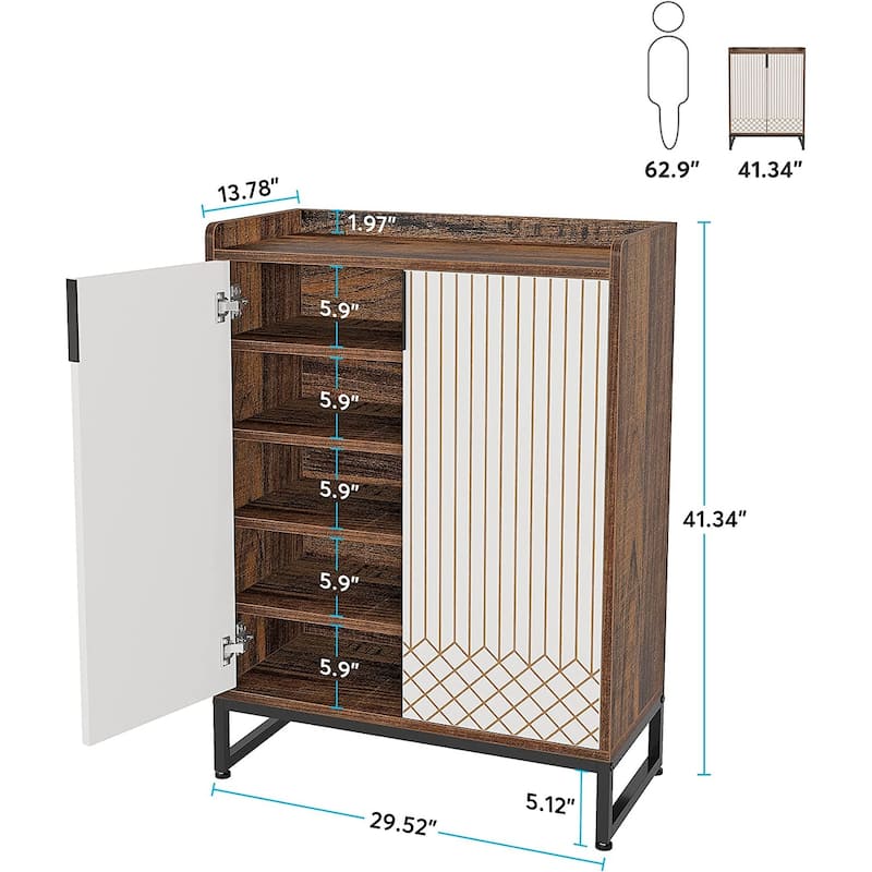 25 Pair Shoe Storage Cabinets with Doors for Bedroom Hallway Living Room