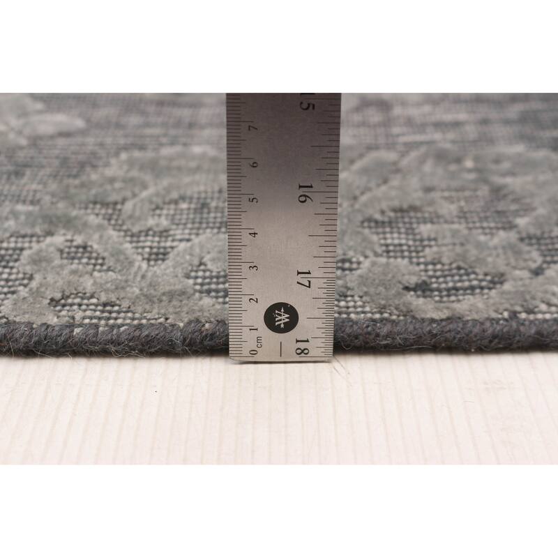 ECARPETGALLERY Hand Loomed Elysian Dark Grey Viscose, Wool Rug - 5'6 x 8'5