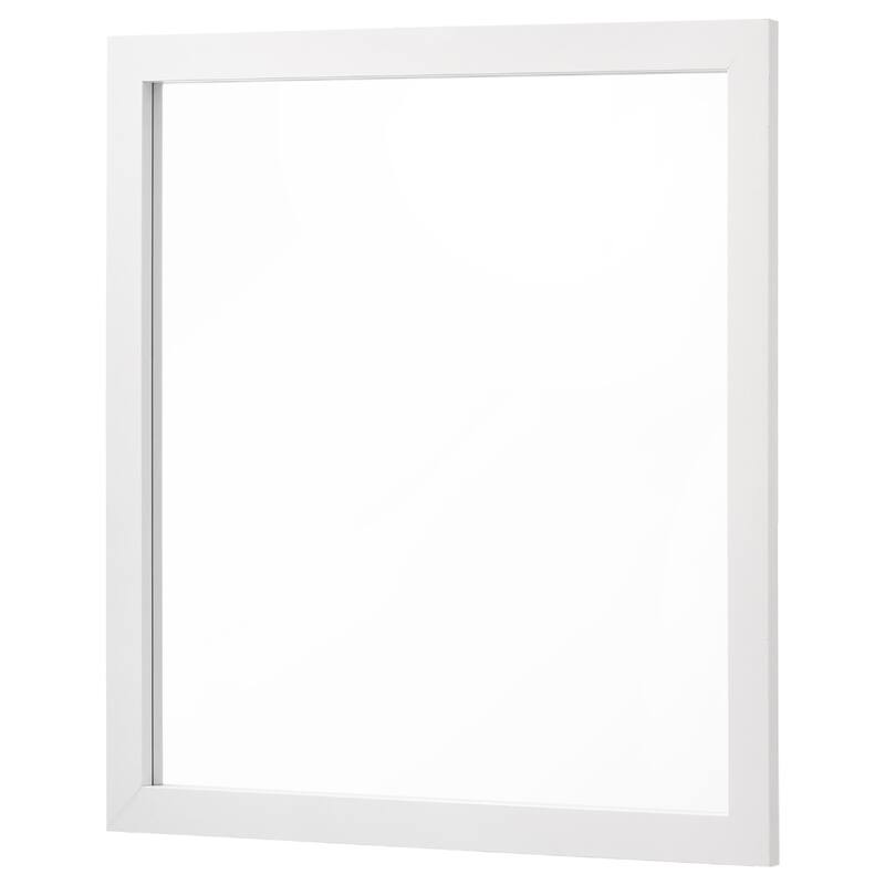 Dle Rectangular Dresser Mirror, Flush Frame, Flat Glass, White Wood