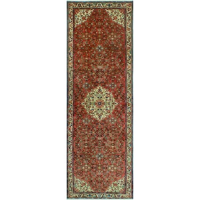 Noori Rug Fine Vintage Distressed Nikoo Rust/Ivory Runner - 3'3" x 9'8"
