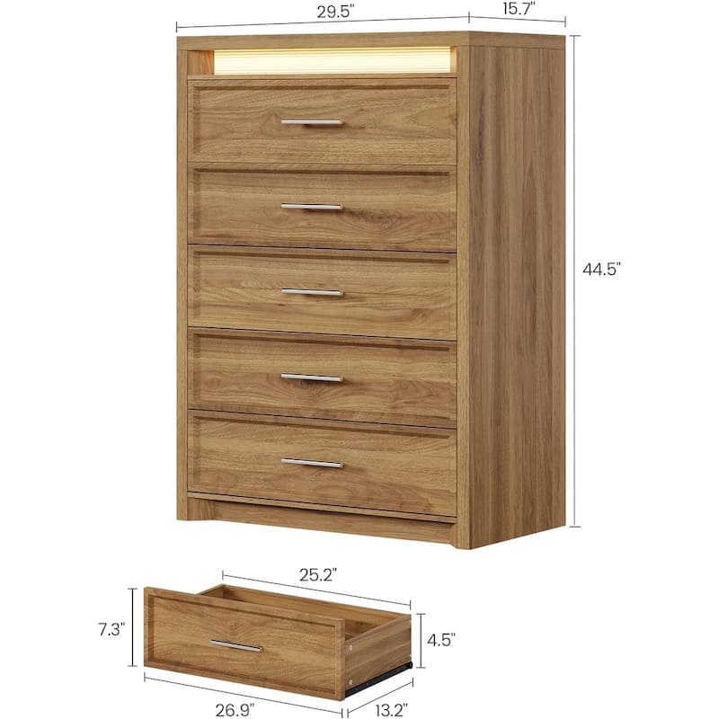 Dresser for Bedroom with Drawers Mid-Century Modern Dresser 3 Color Lights