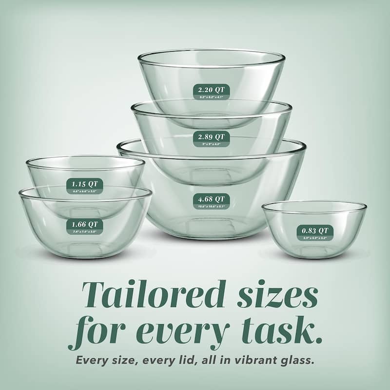 COOK WITH COLOR 12 Pc Glass Nesting Mixing Bowl Set with Lids for Cooking and Prep