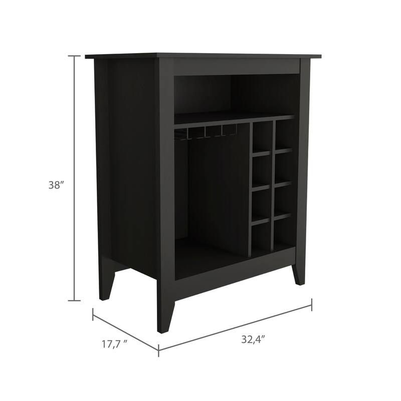 Anmytek Wenge Bar Cabinet Wine Rack with Open Shelf