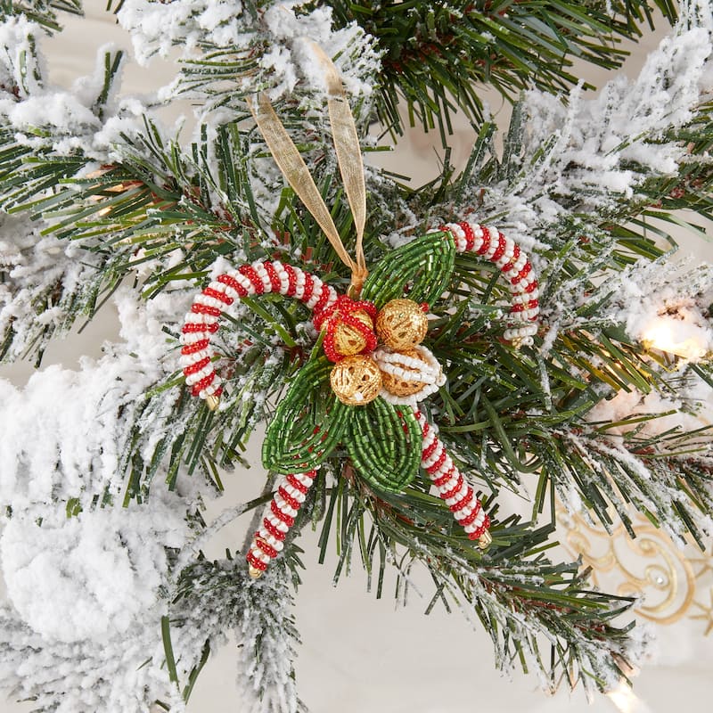 Delightful Decoration Beaded Candy Cane Ornament (Set of 4 pcs)