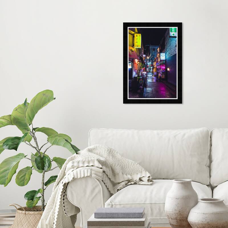 Wynwood Studio Prints Cities and Skylines Tokyo Neon Nights Pink and Neon Pink Modern & Contemporary Wall Art Canvas Print - Black