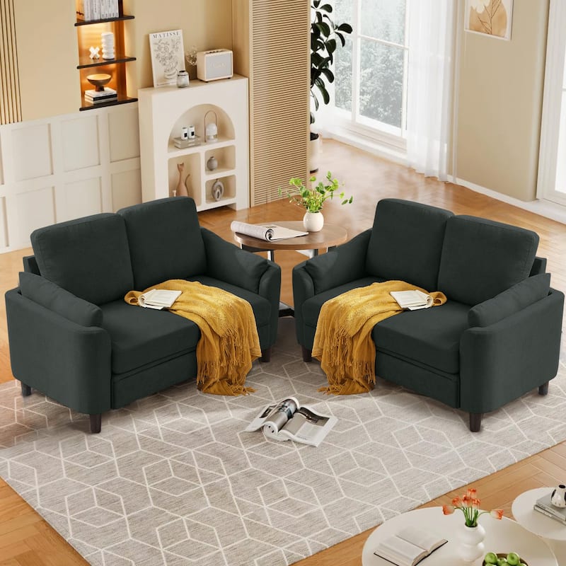 59.05" Loveseat Sofa 2 Set with Soft Handrest - Black