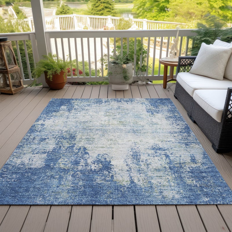 Machine Washable Indoor/ Outdoor Chantille Rug - Denim - 9' x 12'