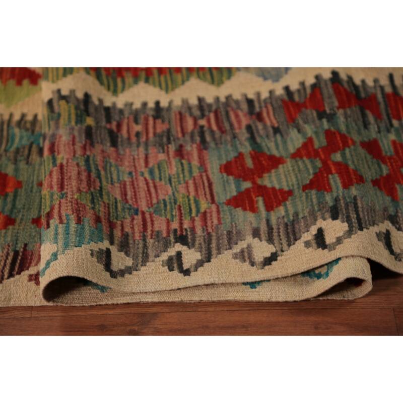 All-Over Trellis Kilim Oriental Area Rug Wool Carpet - 9'8"x 12'10"