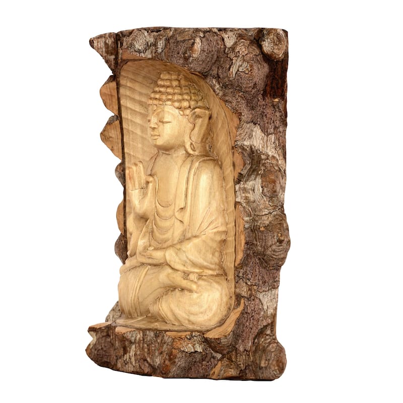 Wooden Serene Buddha Meditating Crocodile Wood Statue Hand Carved Sculpture Handmade Figurine Home Decor Accent Handcrafted Art