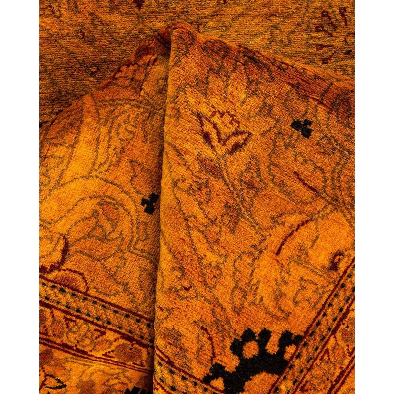 Overton Hand Knotted Wool Vintage Inspired Modern Contemporary Overdyed Orange Runner Rug - 2' 7" x 16' 8"