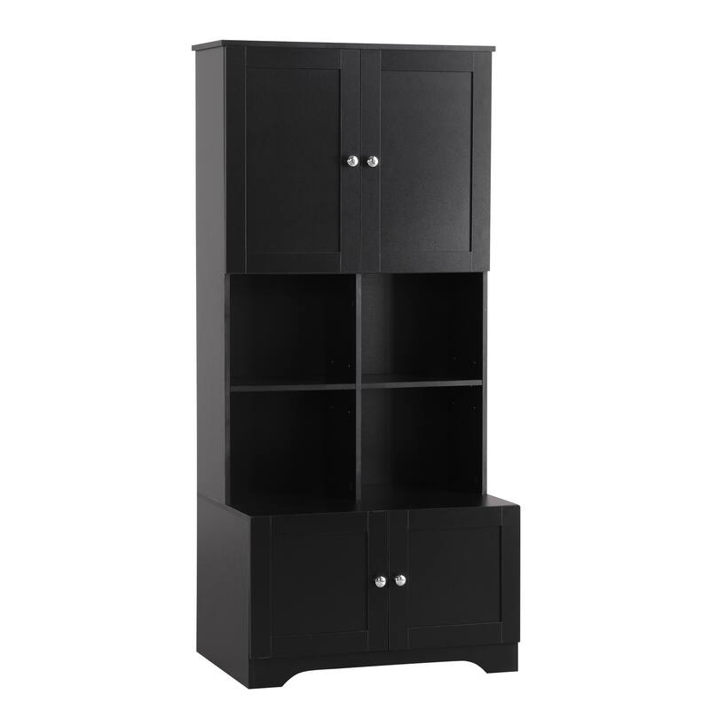 Freestanding Bathroom Storage Cabinet with Adjustable Shelf, Tall Waterproof Floor Cabinet with Double Doors
